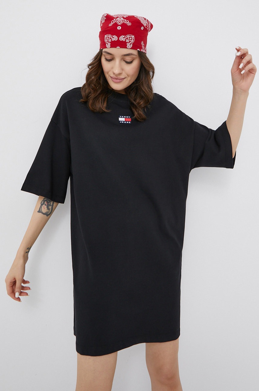 

Бавовняна сукня Tommy Jeans колір чорний mini oversize
