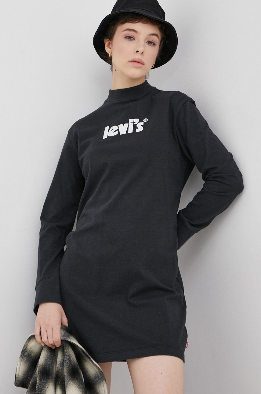Levi’s Rochie din bumbac culoarea negru, mini, model drept answear.ro imagine megaplaza.ro
