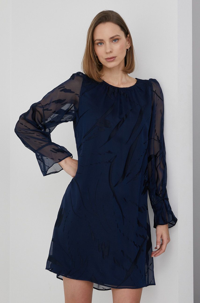 Dkny rochie culoarea albastru marin, mini, drept imagine reduceri black friday 2021 albastru