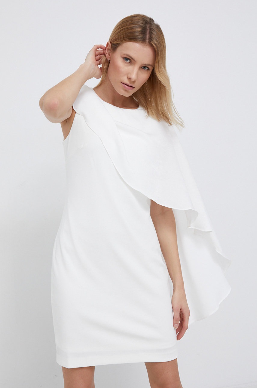 

Рокля Dkny в бяло къс модел със стандартна кройка, Бял