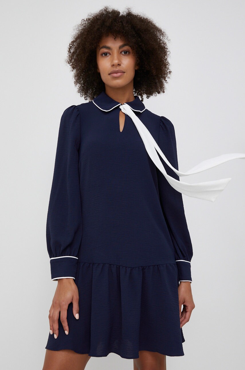 Dkny rochie culoarea albastru marin, mini, evazati