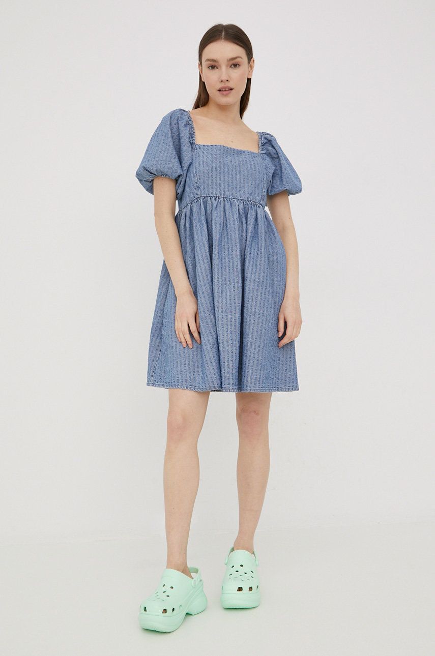 Džínové šaty Levi′s mini, áčková - modrá -  100% Bavlna