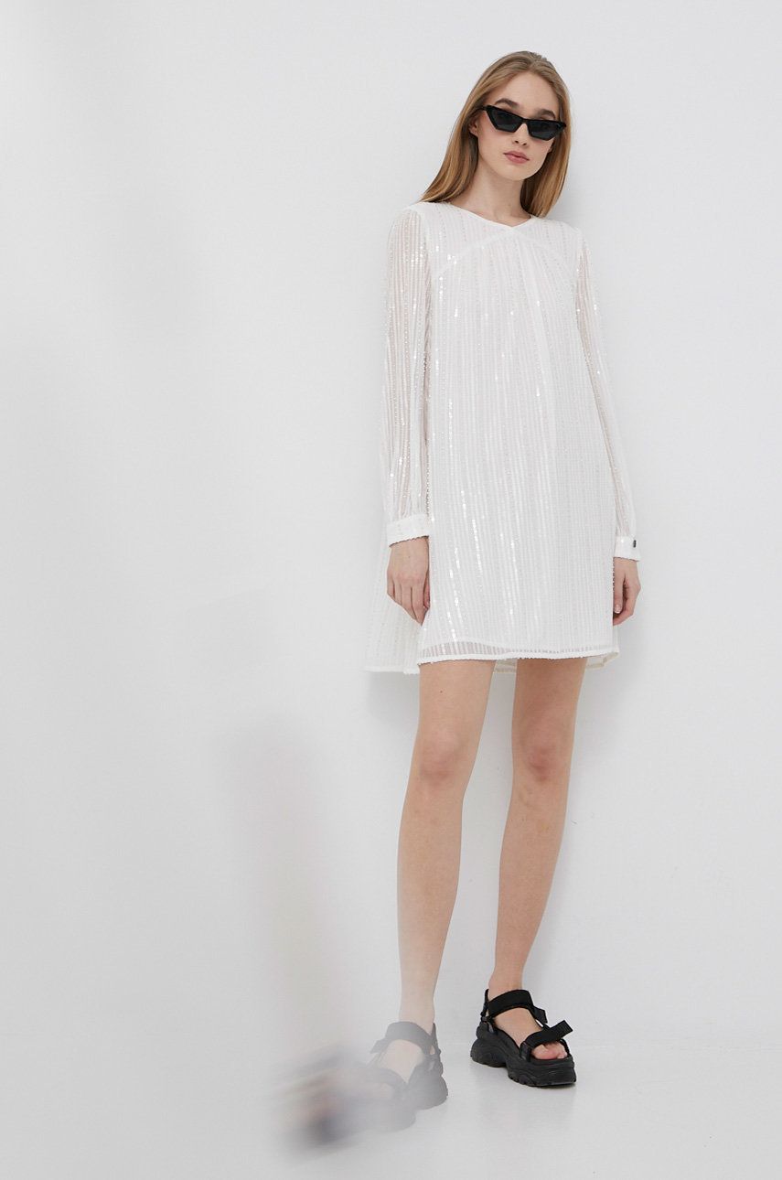 Superdry sukienka kolor biały mini oversize