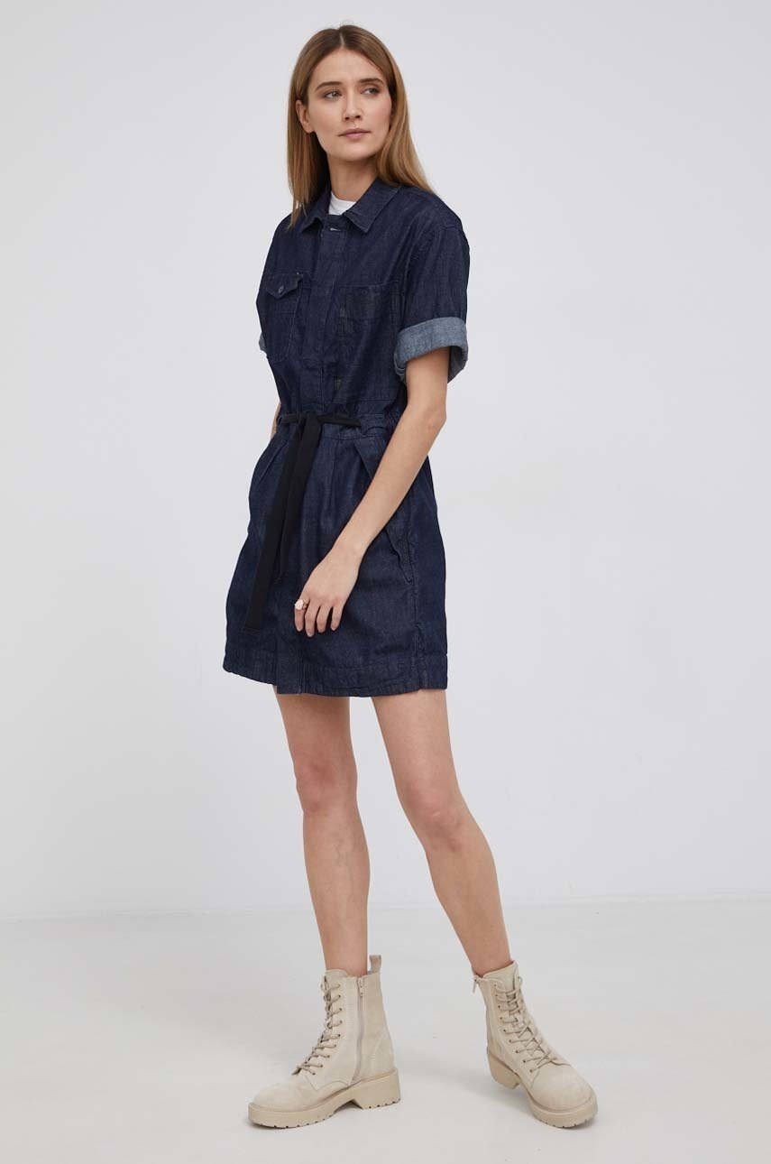 

Бавовняна сукня G-Star Raw колір синій mini пряма
