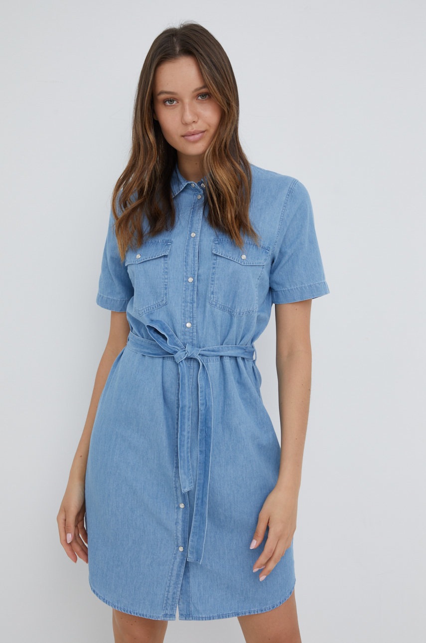 

Рокля JDY къс модел със стандартна кройка, Син