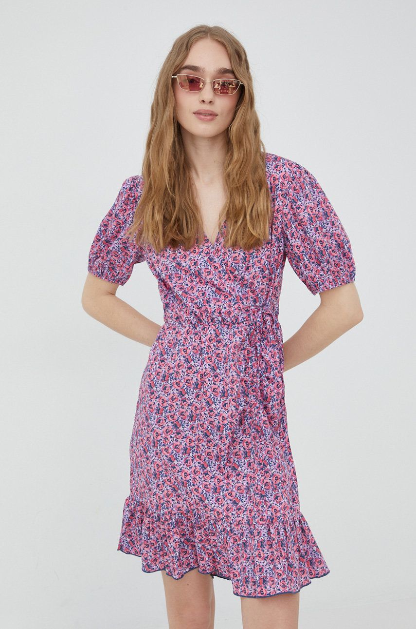 Šaty JDY fialová barva, mini - fialová -  100% Polyester