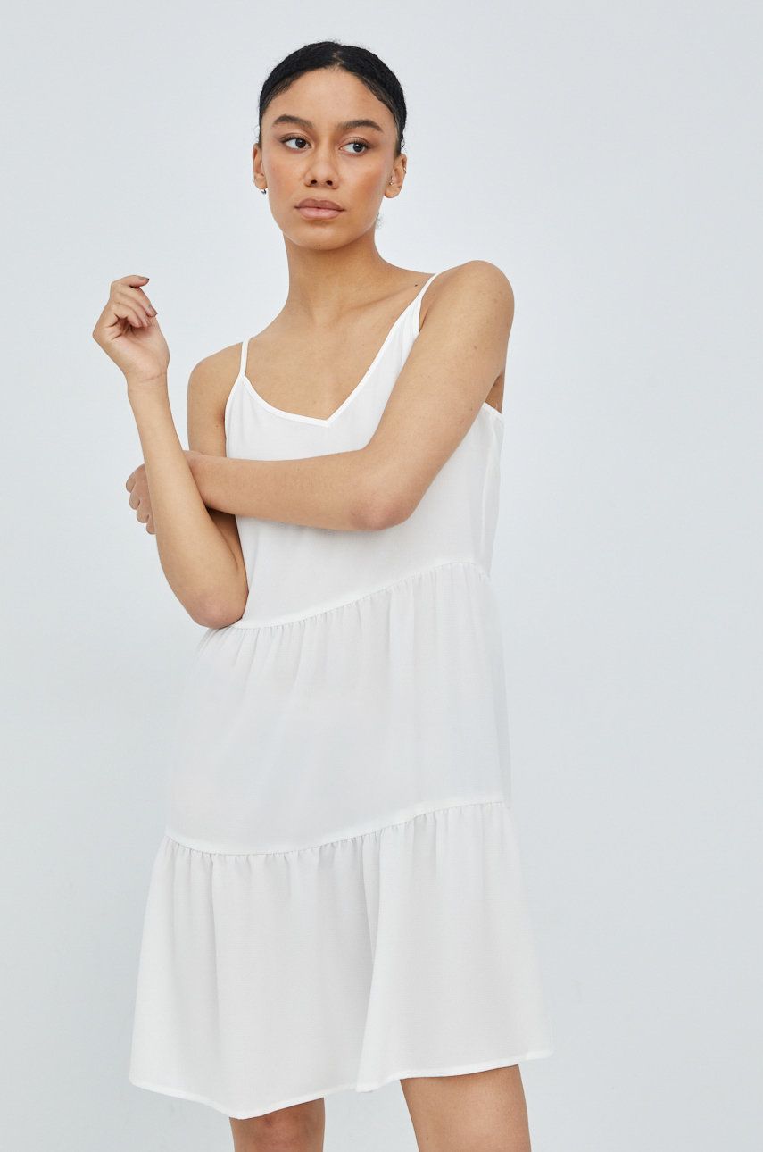 JDY rochie culoarea alb, mini, evazati