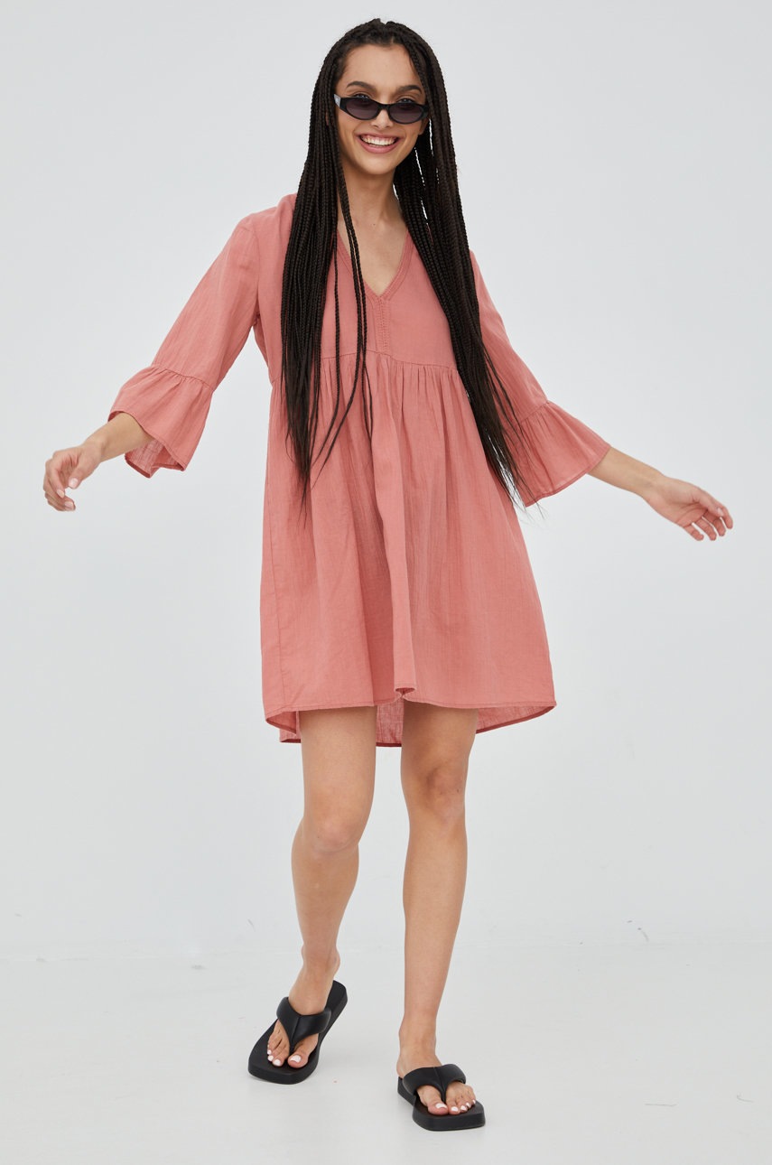 

Хлопковое платье JDY цвет розовый midi oversize