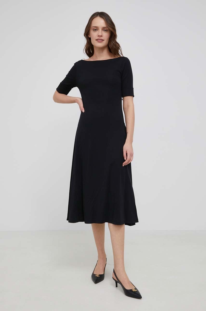 

Платье Lauren Ralph Lauren цвет чёрный midi расклешённая