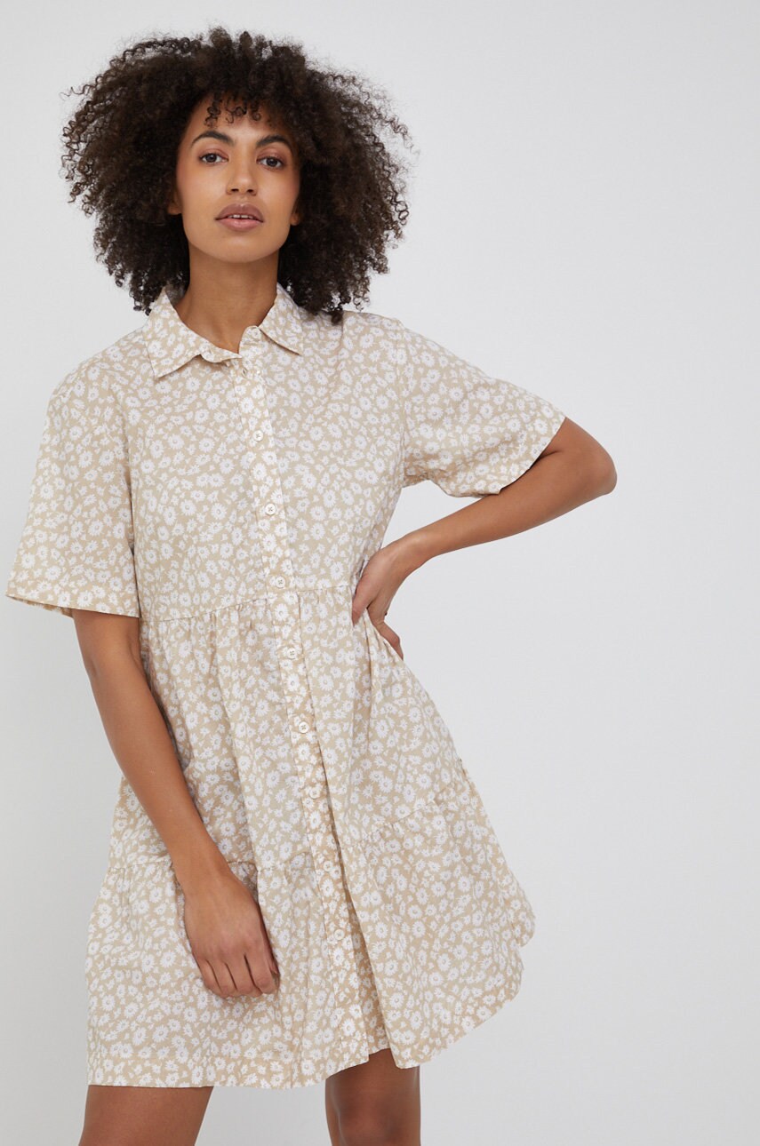 Gap rochie din bumbac culoarea bej, mini, evazati