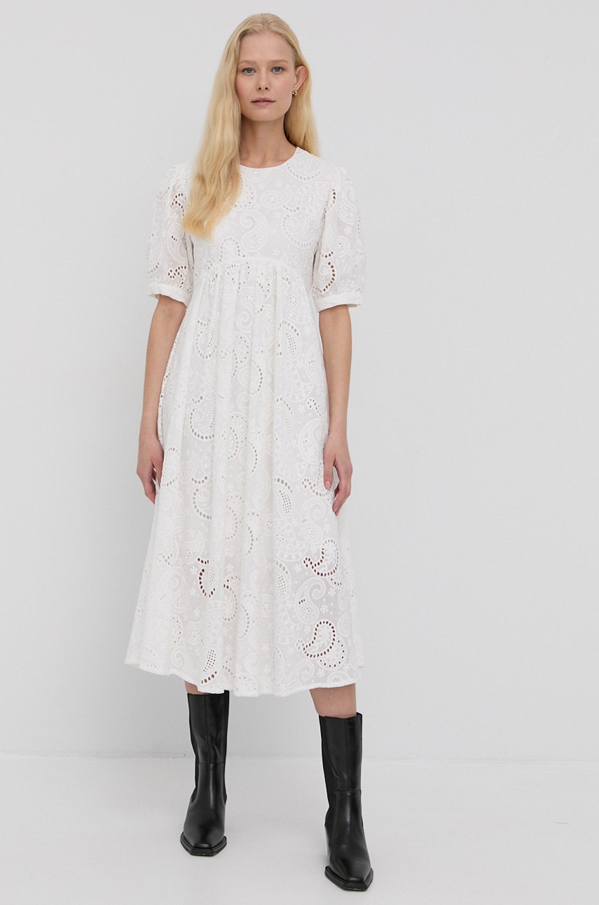 

Бавовняна сукня Birgitte Herskind Isolde колір білий midi oversize