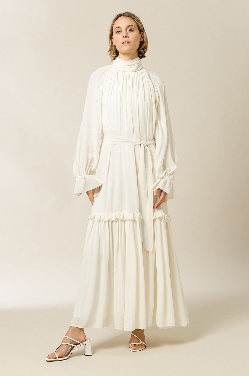 Šaty Ivy & Oak bílá barva, maxi, áčkové - bílá -  Podšívka: 44% Polyester