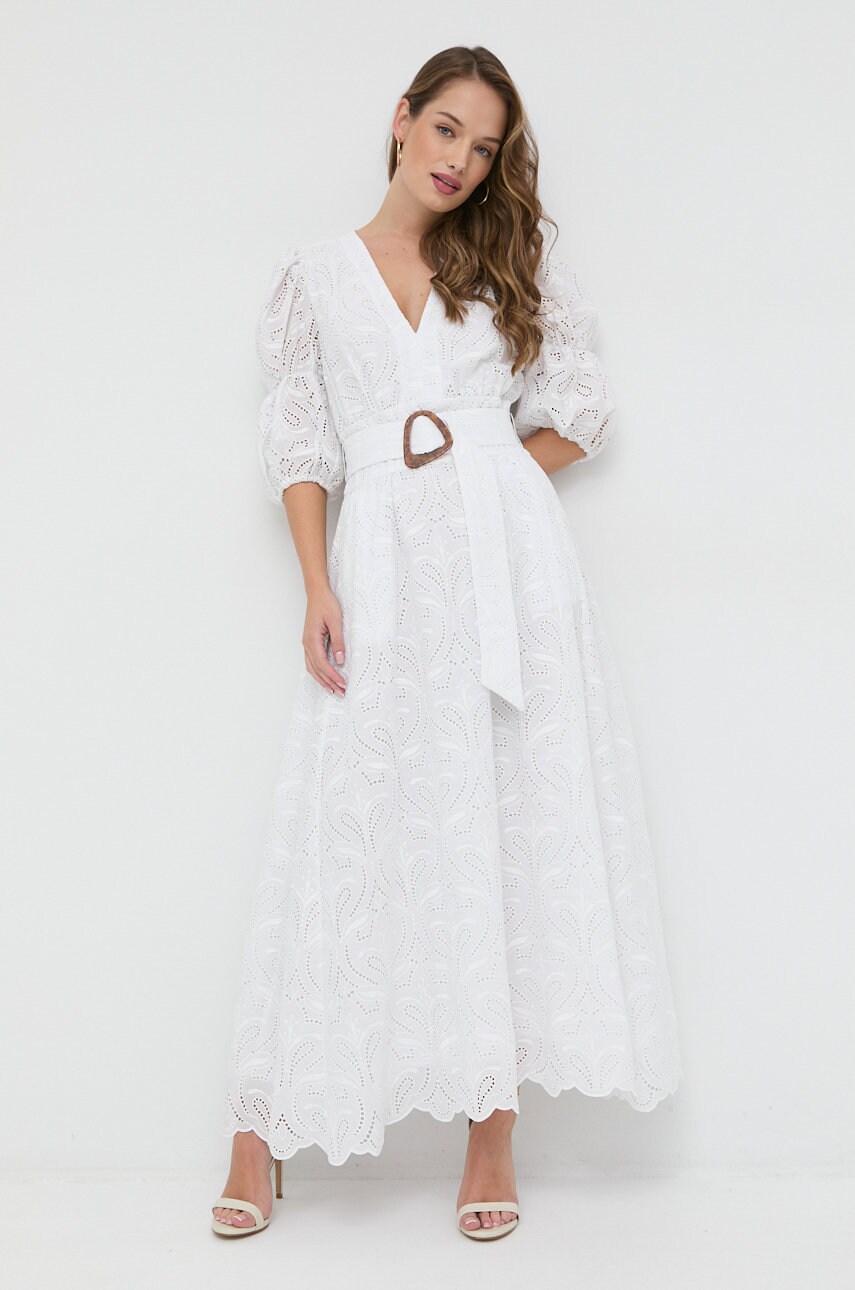 Ivy & oak rochie marie culoarea alb, maxi, evazati