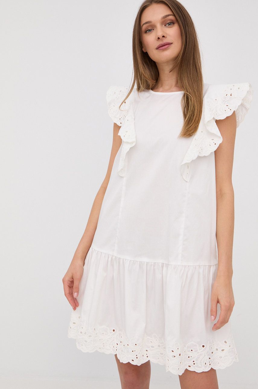 Marella rochie culoarea alb, mini, drept