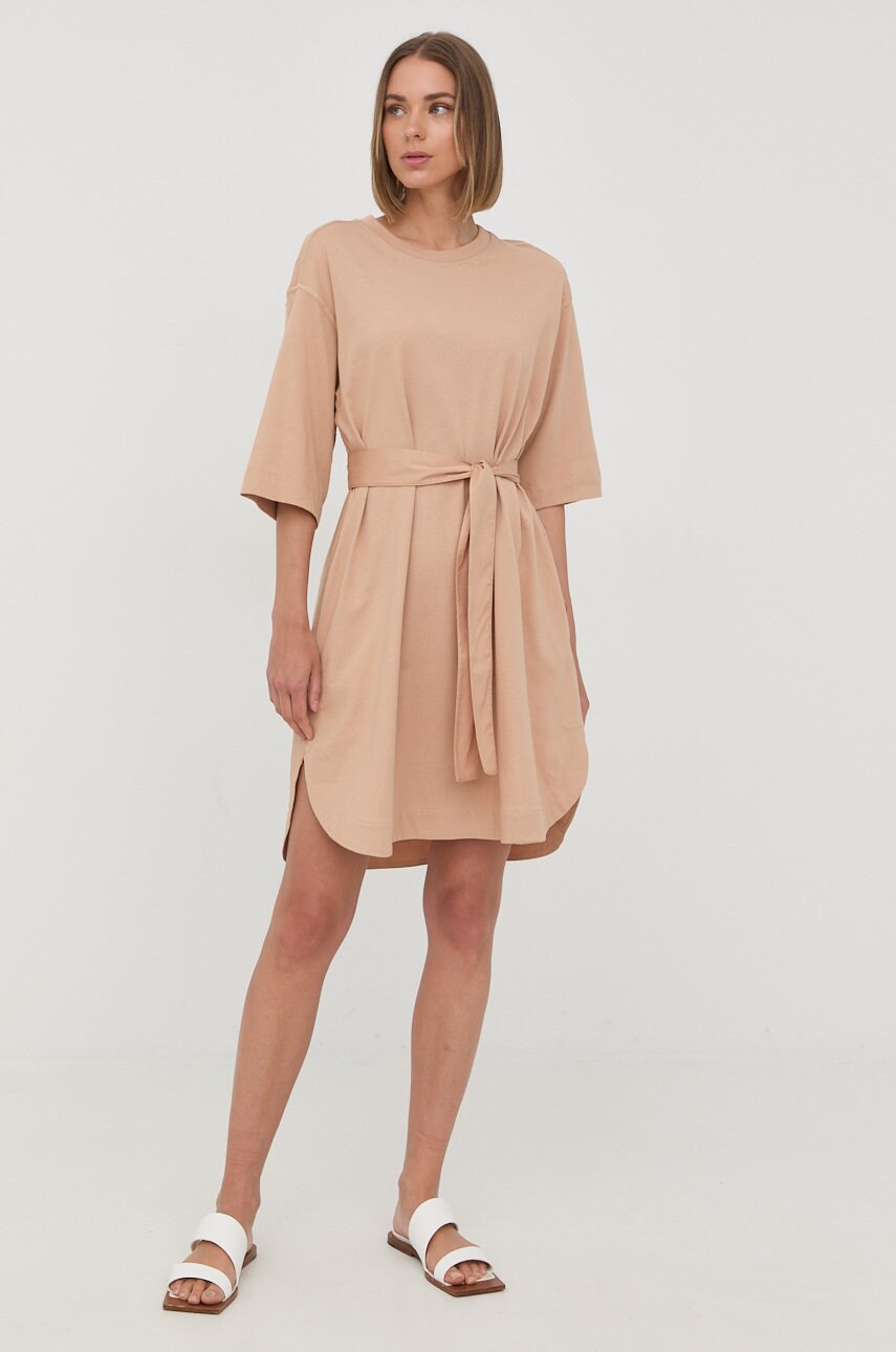 Marella rochie din bumbac culoarea bej, mini, oversize