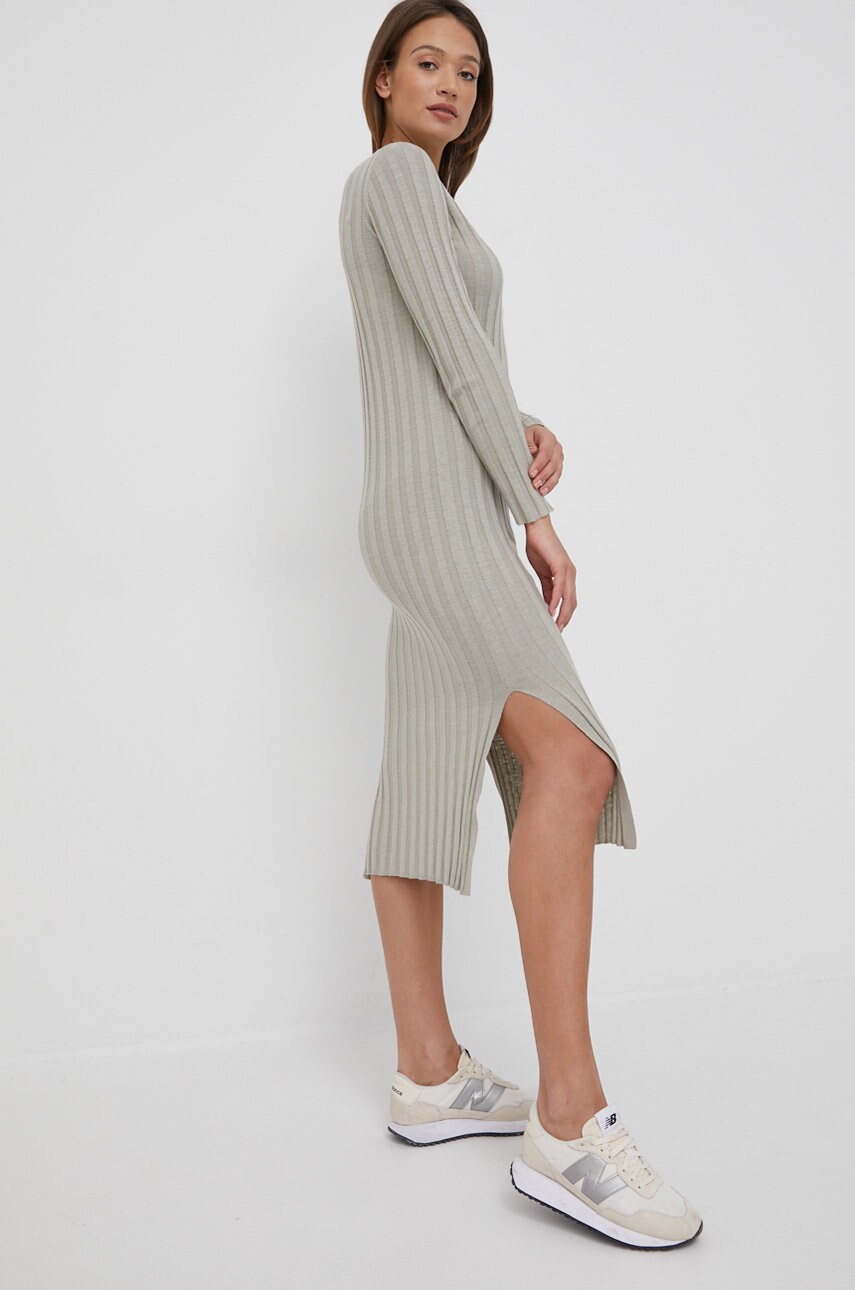 Marc O'Polo rochie culoarea gri, midi, mulata