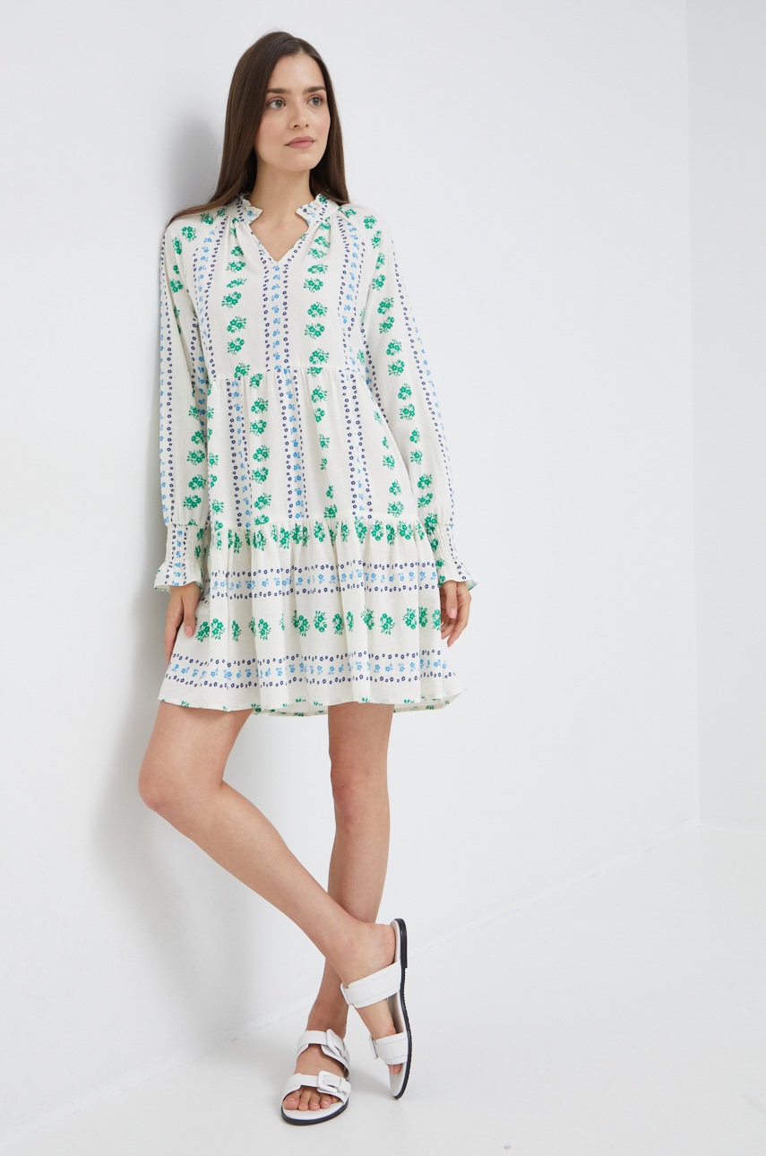 

Хлопковое платье Vero Moda цвет бежевый mini расклешённая