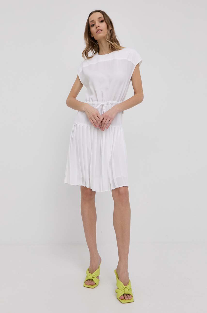 Trussardi sukienka kolor biały mini rozkloszowana
