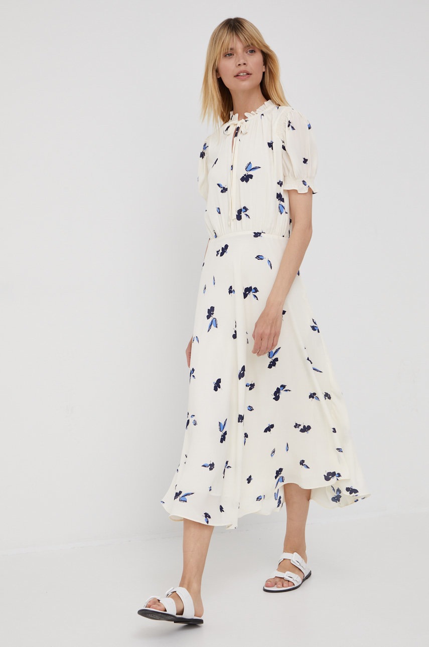 

Платье Lauren Ralph Lauren цвет бежевый midi расклешённая