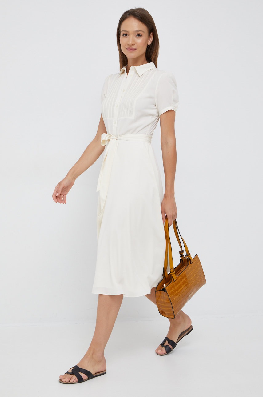 

Сукня Lauren Ralph Lauren колір бежевий midi розкльошена