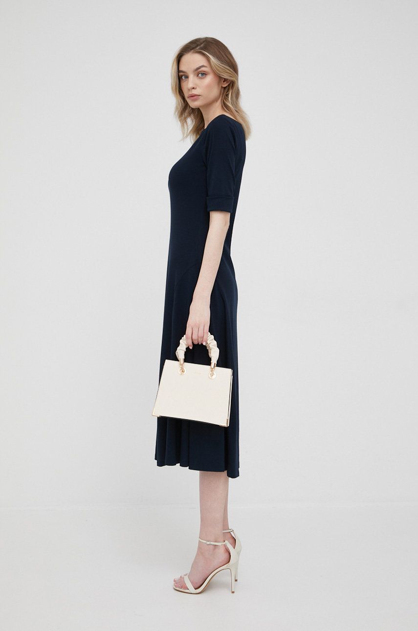 Сукня Lauren Ralph Lauren колір синій midi розкльошена
