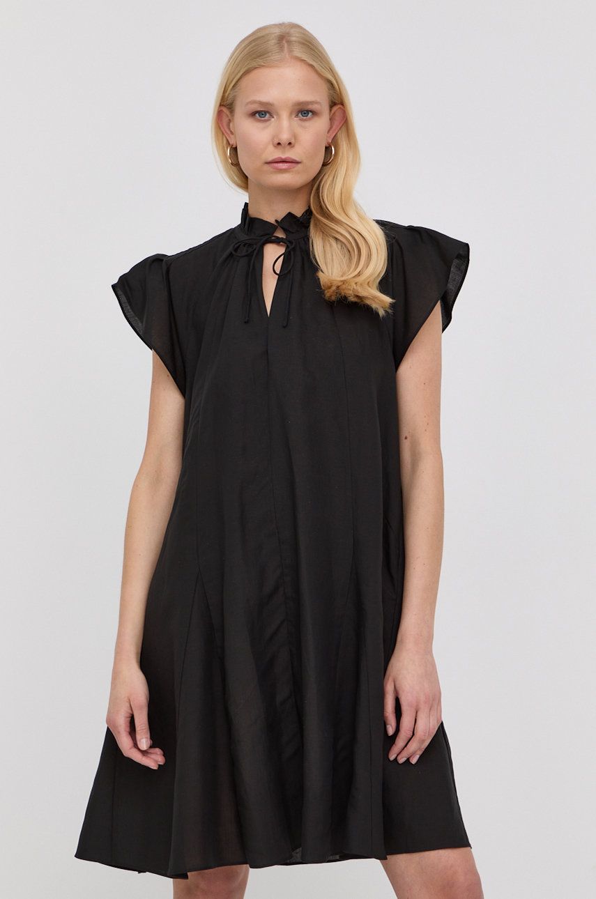 Samsoe Samsoe rochie culoarea negru, mini, oversize answear.ro