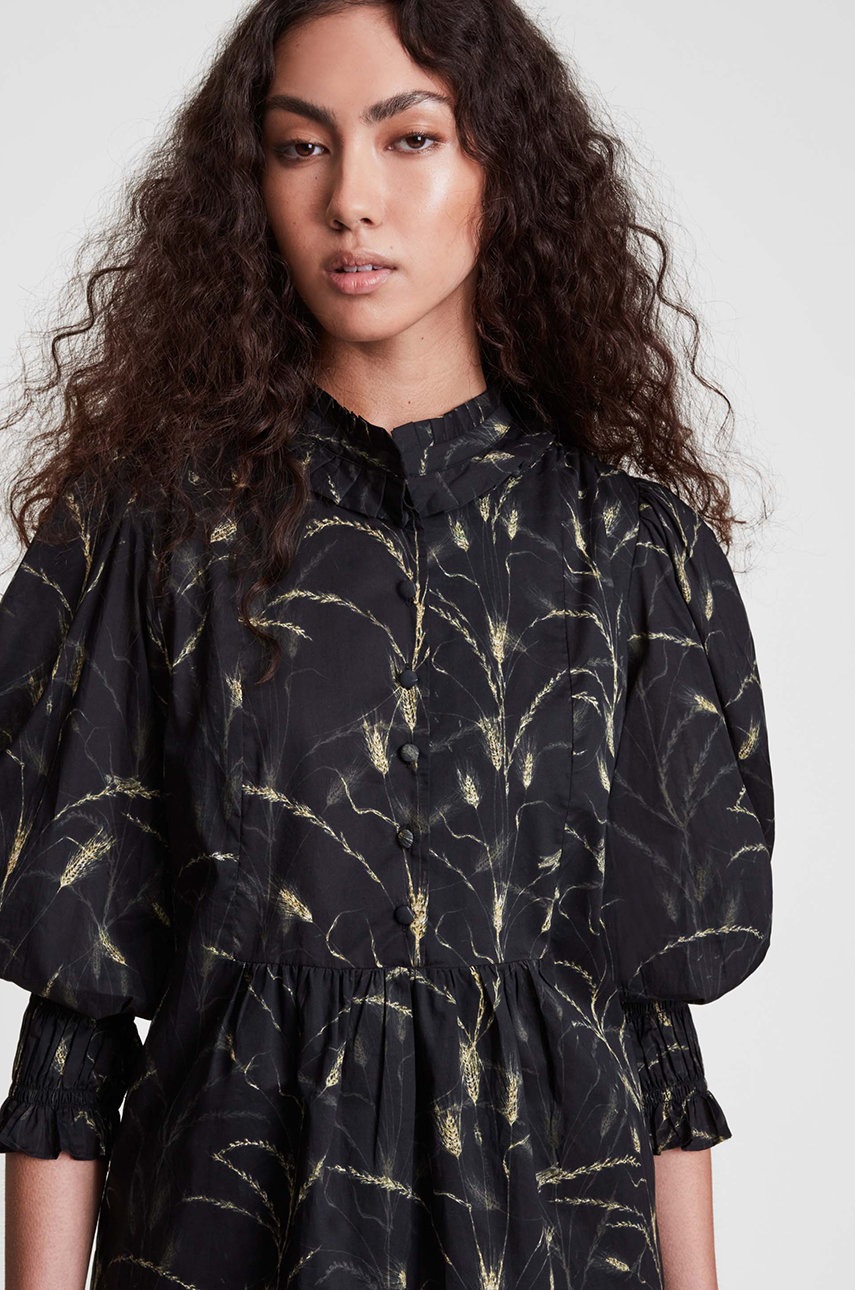 

Хлопковое платье AllSaints Bila цвет чёрный mini расклешённое