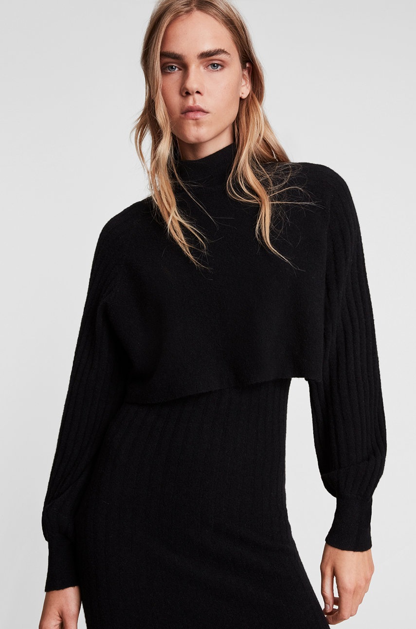 

Платье и свитер AllSaints Margot цвет чёрный midi облегающее