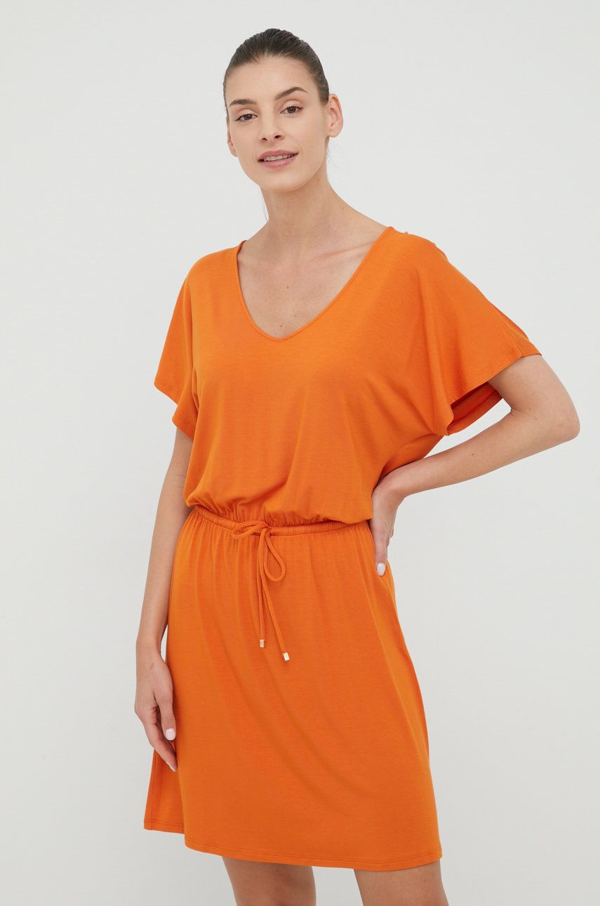 Emporio Armani Underwear rochie culoarea portocaliu, mini, drept