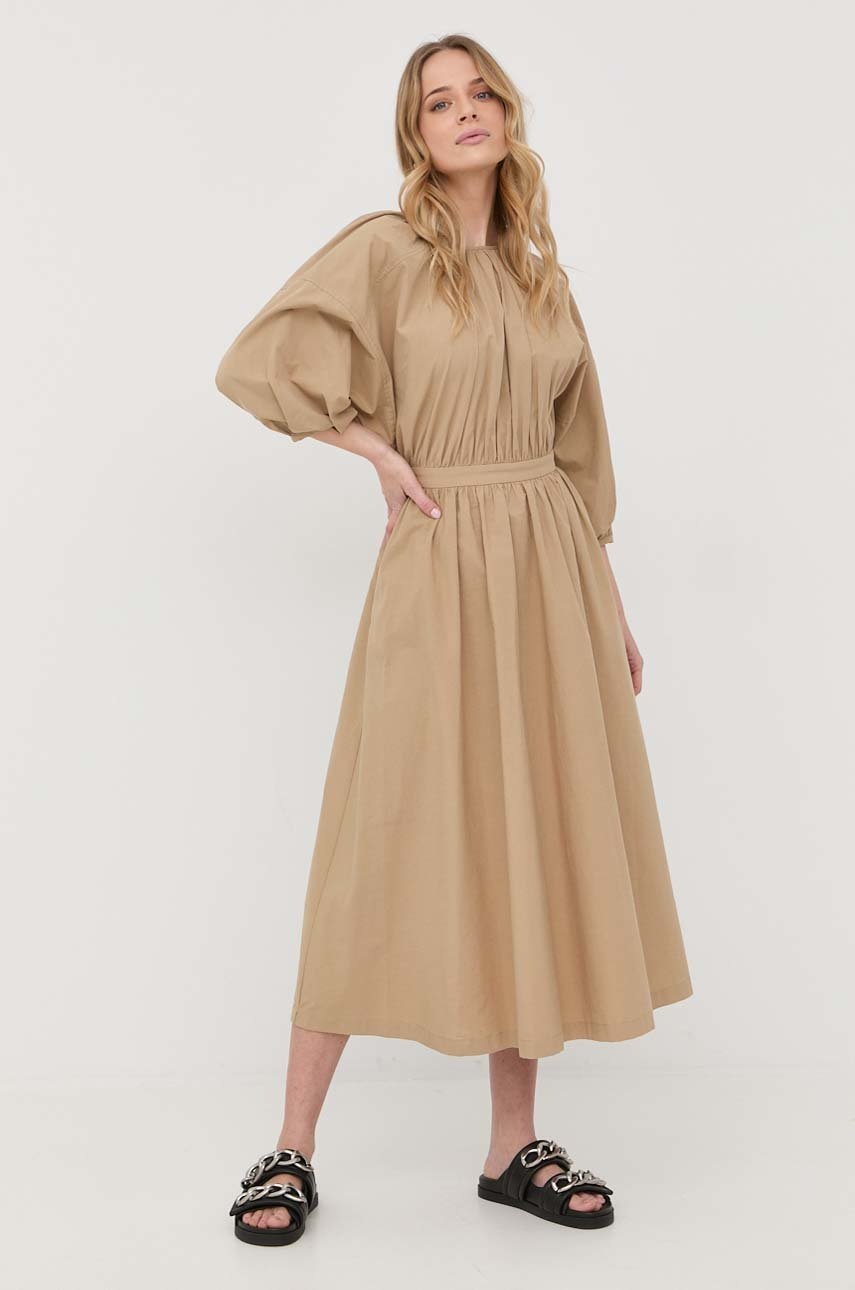 

Бавовняна сукня Twinset колір бежевий maxi розкльошена