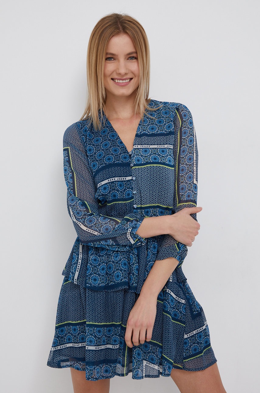 

Рокля Pepe Jeans Megan къс модел разкроен модел, Многоцветен