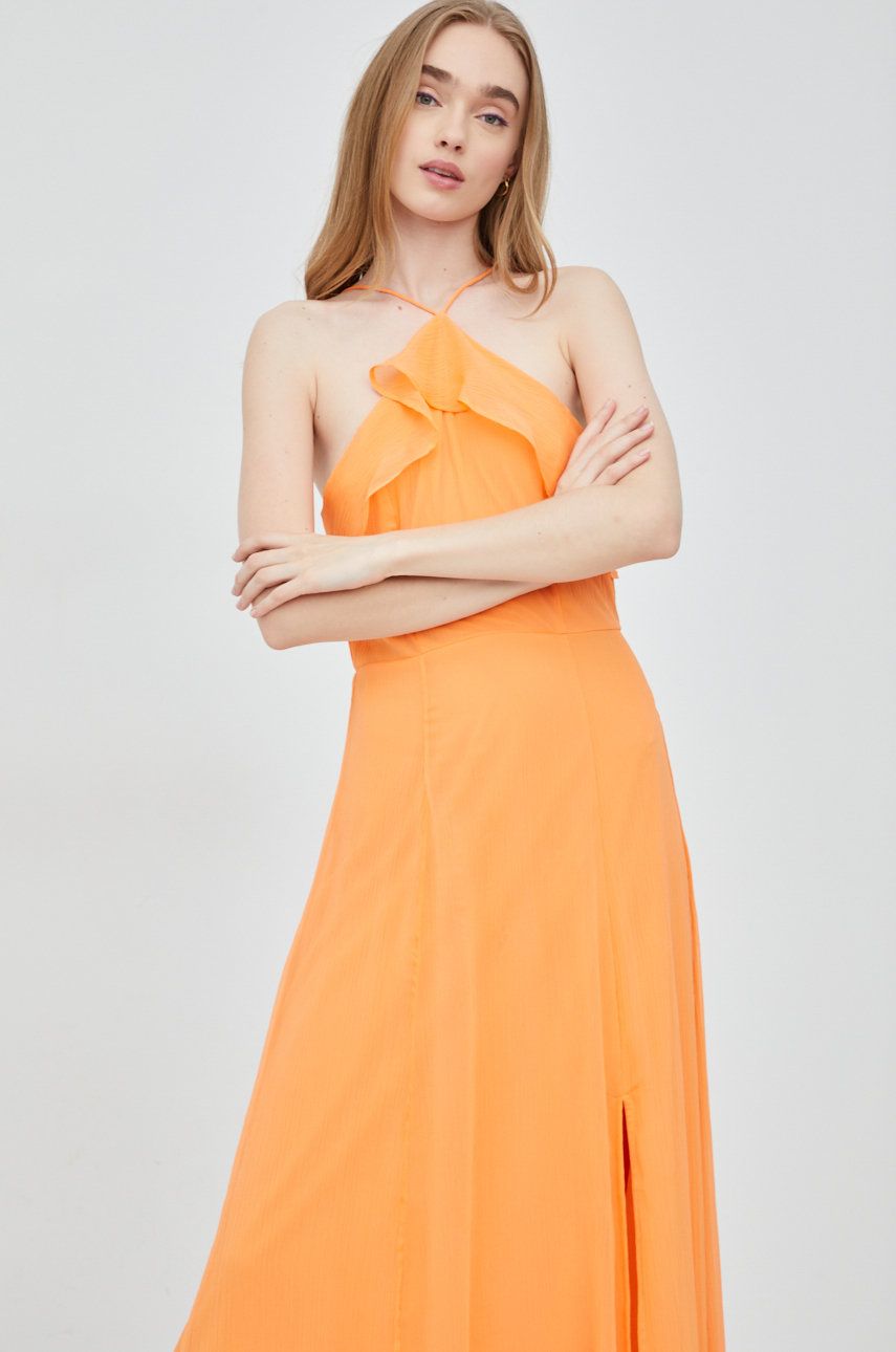 Šaty Vero Moda oranžová barva, maxi - oranžová -  Podšívka: 100% Polyester Hlavní materiál