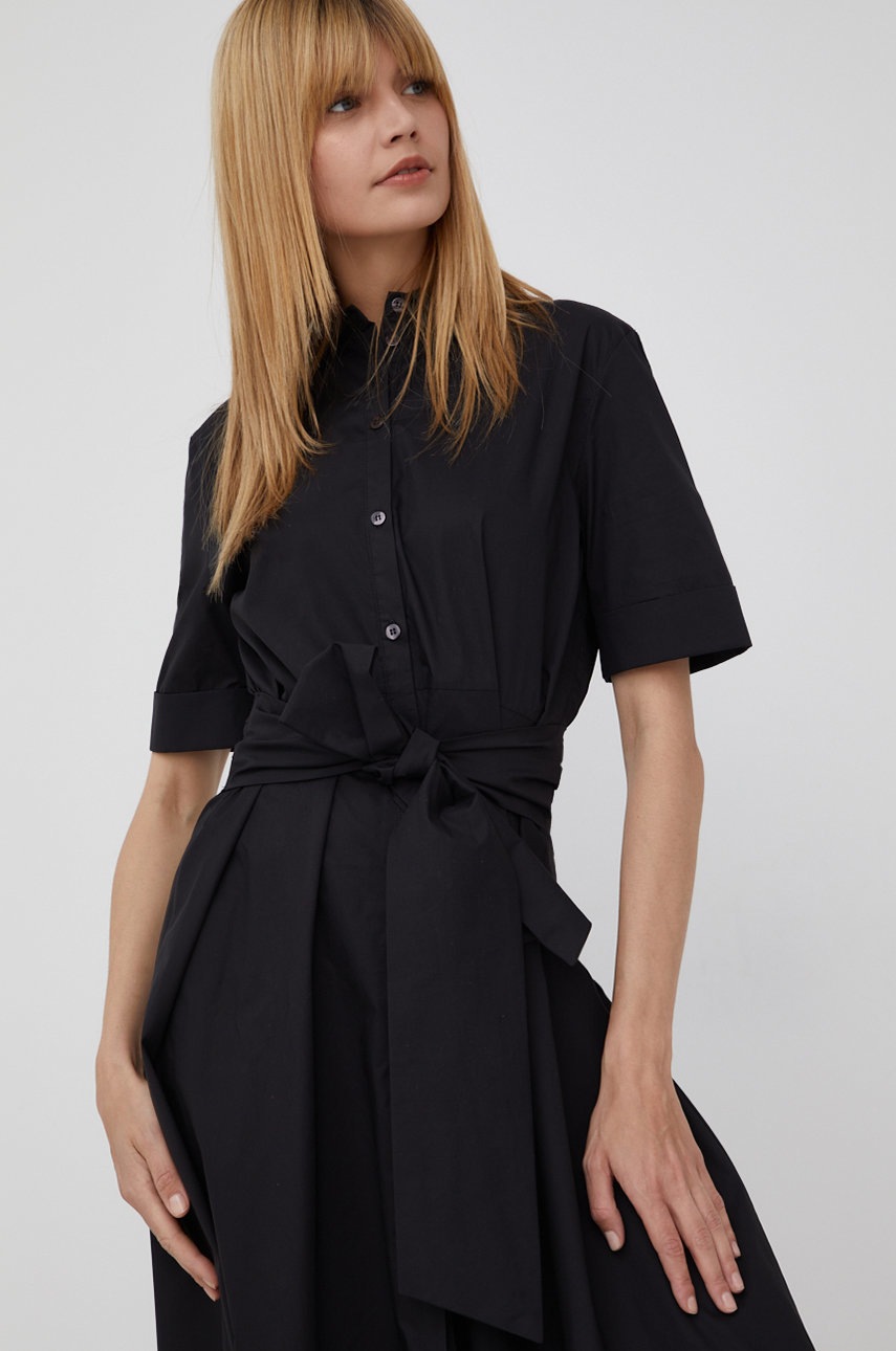 

Бавовняна сукня Woolrich колір чорний maxi розкльошена