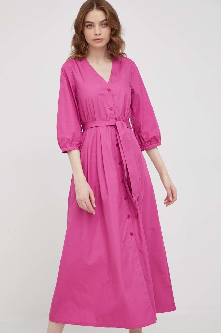 Pennyblack rochie din bumbac culoarea roz, midi, evazati answear.ro