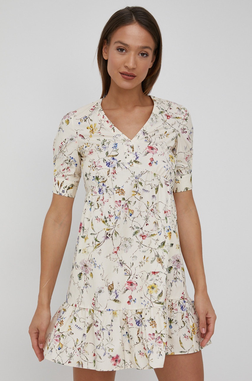 Pennyblack rochie din bumbac culoarea bej, mini, evazati