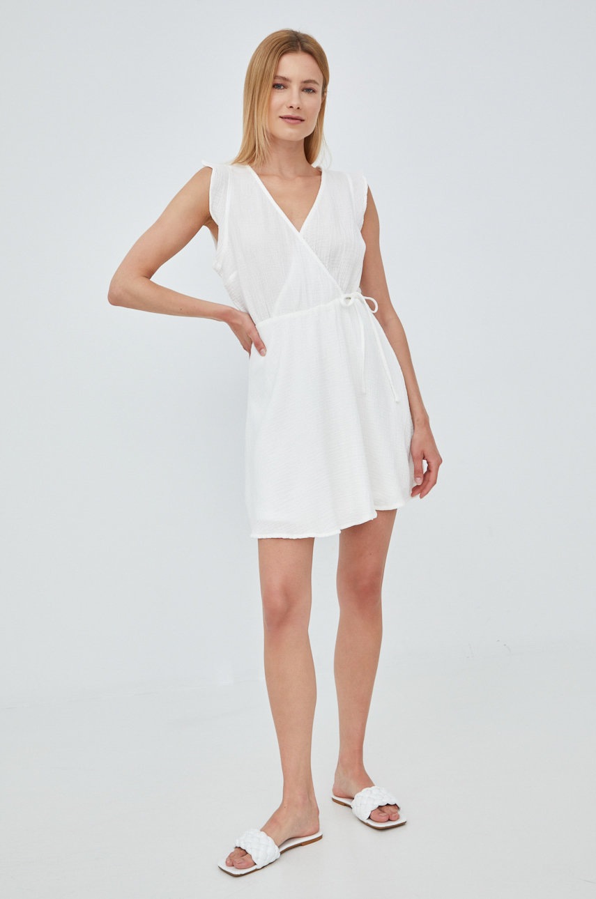 

Хлопковое платье Vero Moda цвет белый mini расклешённая