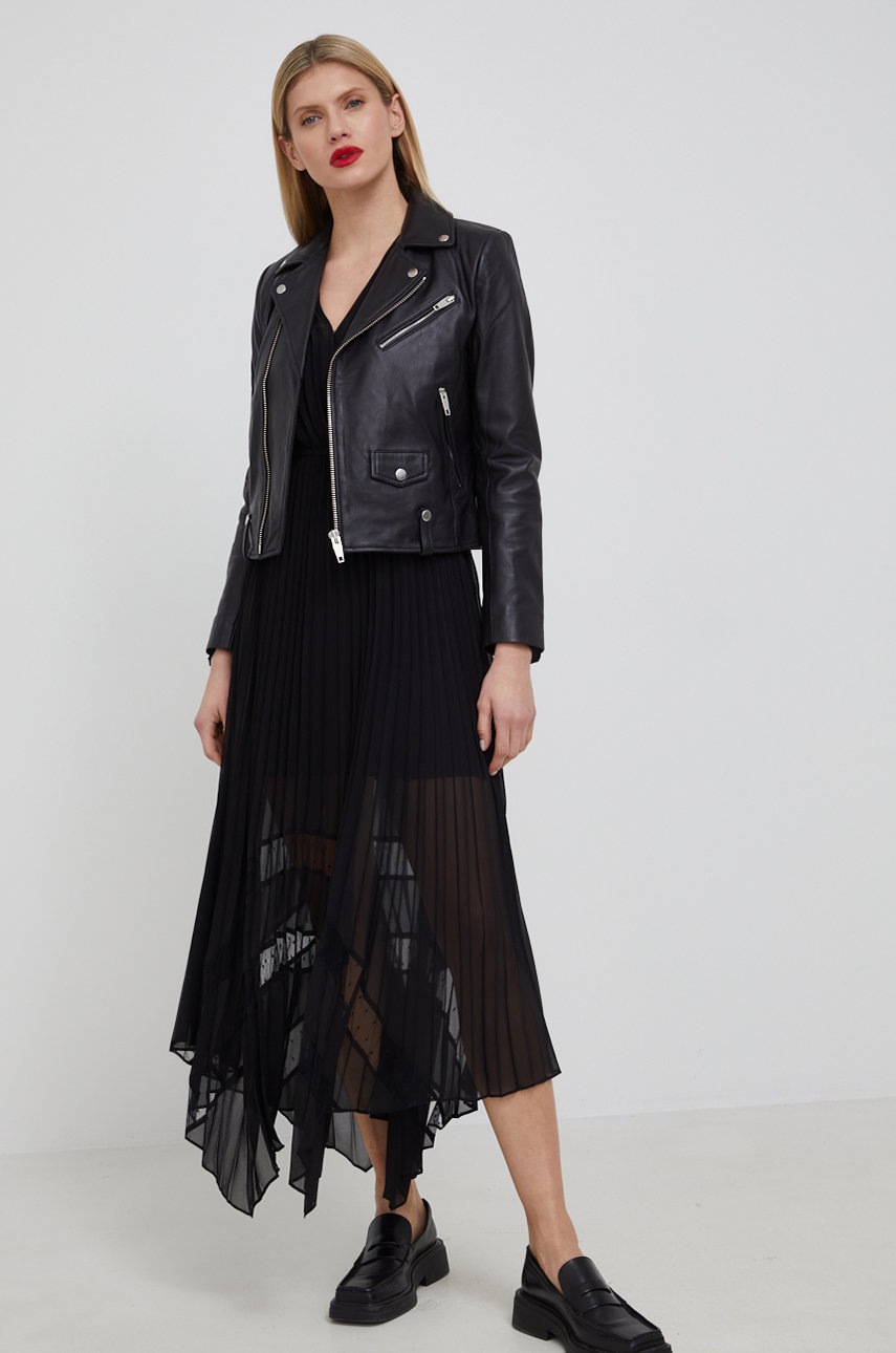 

Сукня The Kooples колір чорний maxi розкльошена