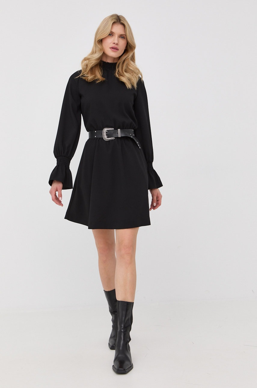 

Платье с примесью шелка The Kooples цвет чёрный mini расклешённая