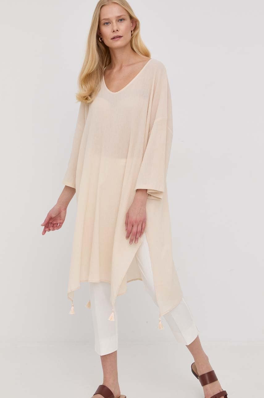 Max mara leisure rochie din bumbac culoarea bej, mini, oversize