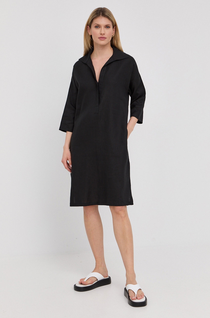 

Льняное платье Max Mara Leisure цвет чёрный mini oversize