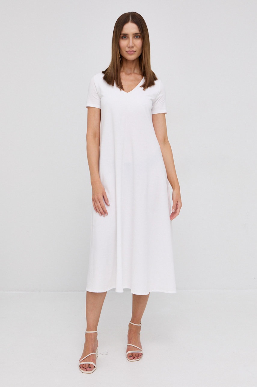 

Сукня Max Mara Leisure колір білий midi розкльошена