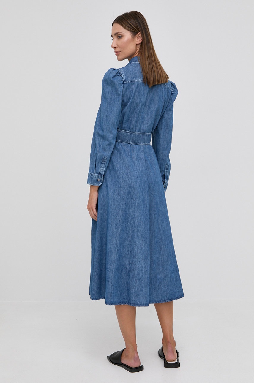 

Джинсовое платье Weekend Max Mara цвет синий midi расклешённая
