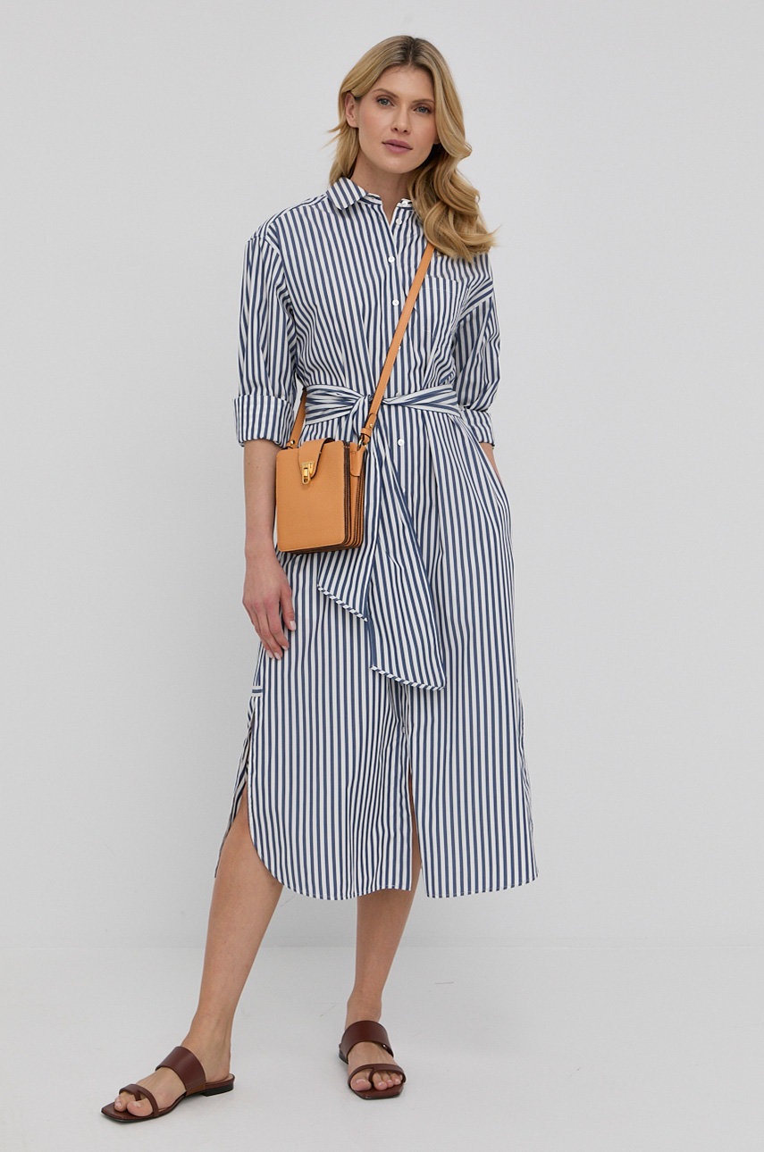 

Хлопковое платье Weekend Max Mara цвет синий midi прямая