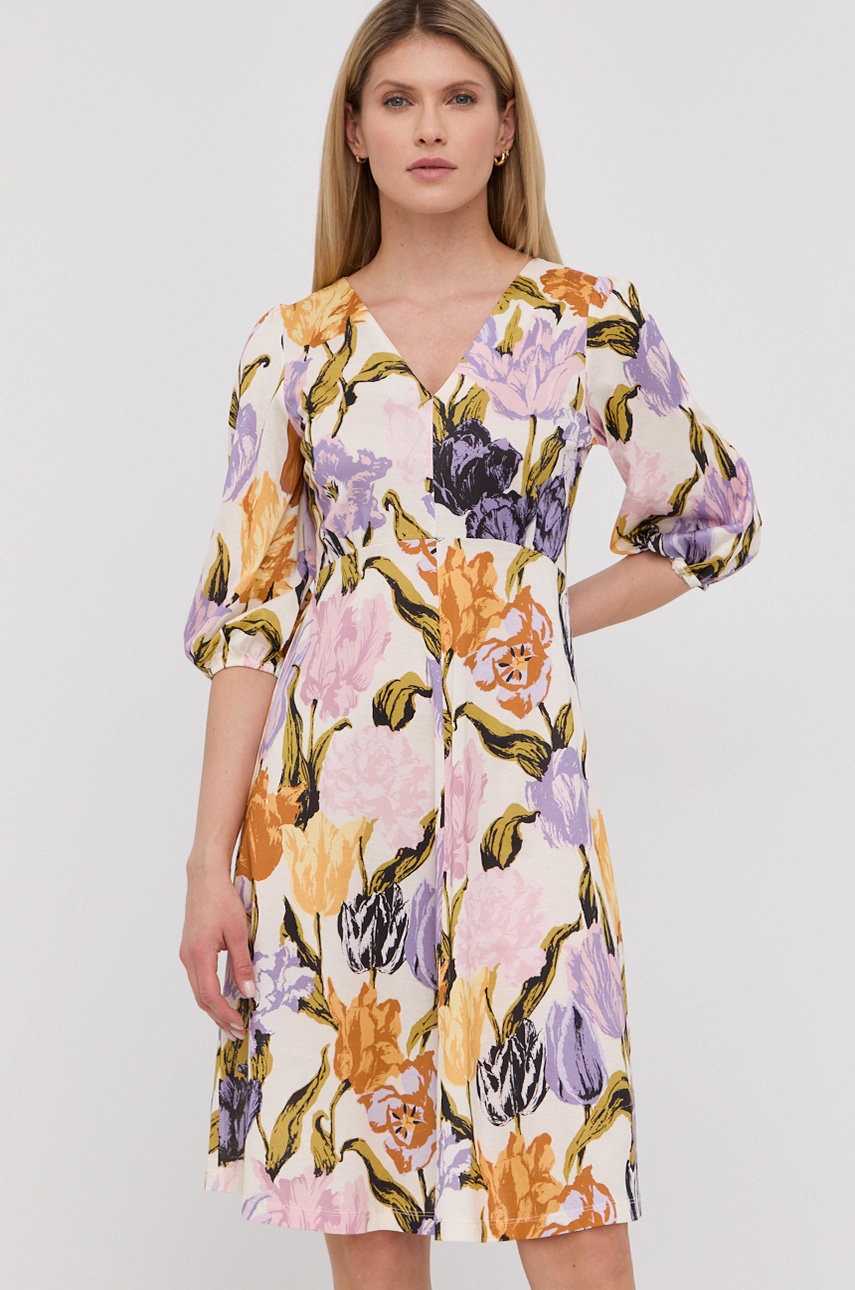 Weekend Max Mara sukienka bawełniana kolor fioletowy mini rozkloszowana