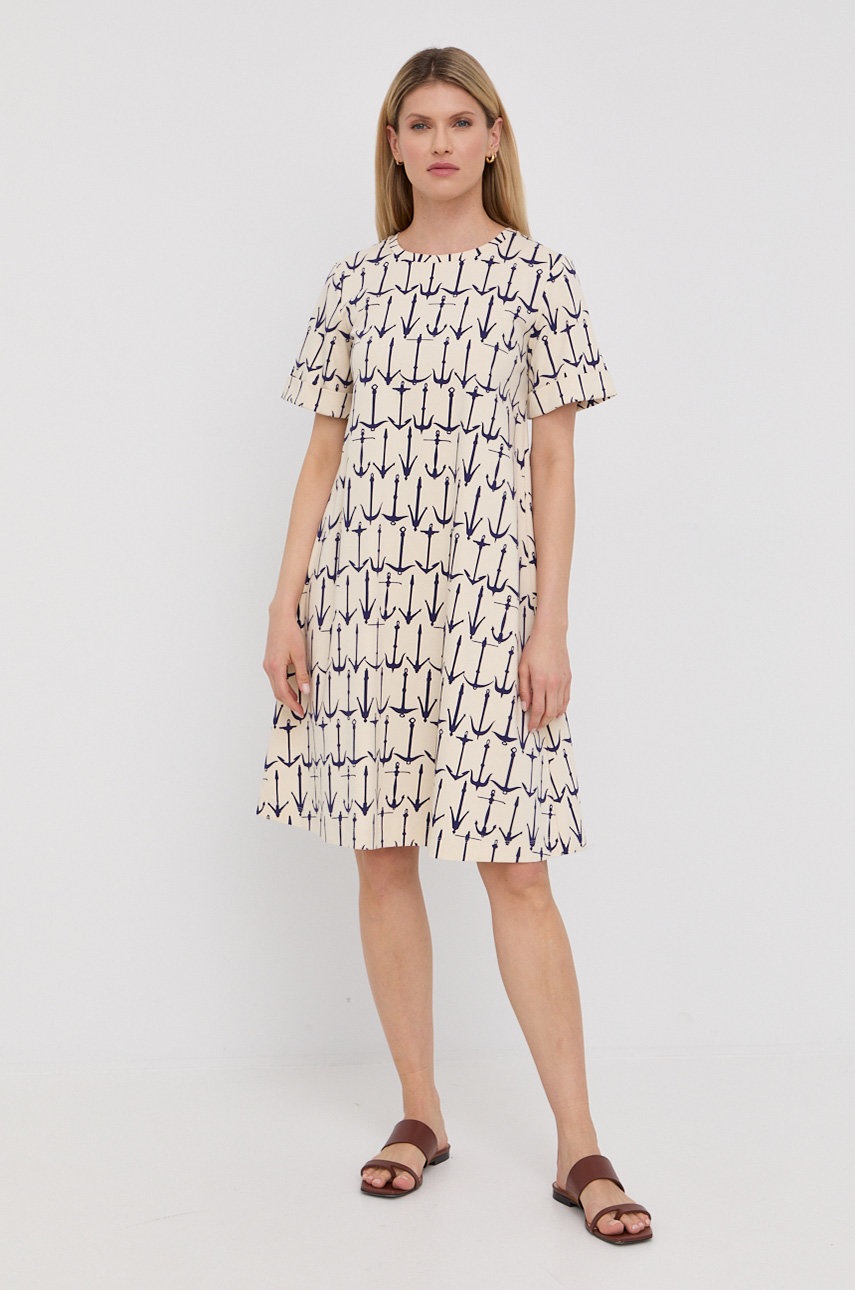 

Бавовняна сукня Weekend Max Mara колір бежевий mini розкльошена