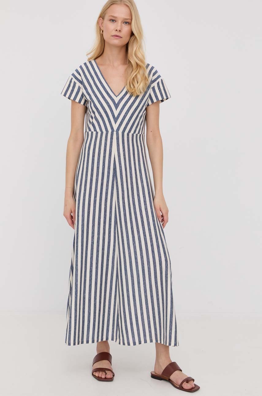 

Платье с примесью шелка Weekend Max Mara цвет синий maxi расклешённая