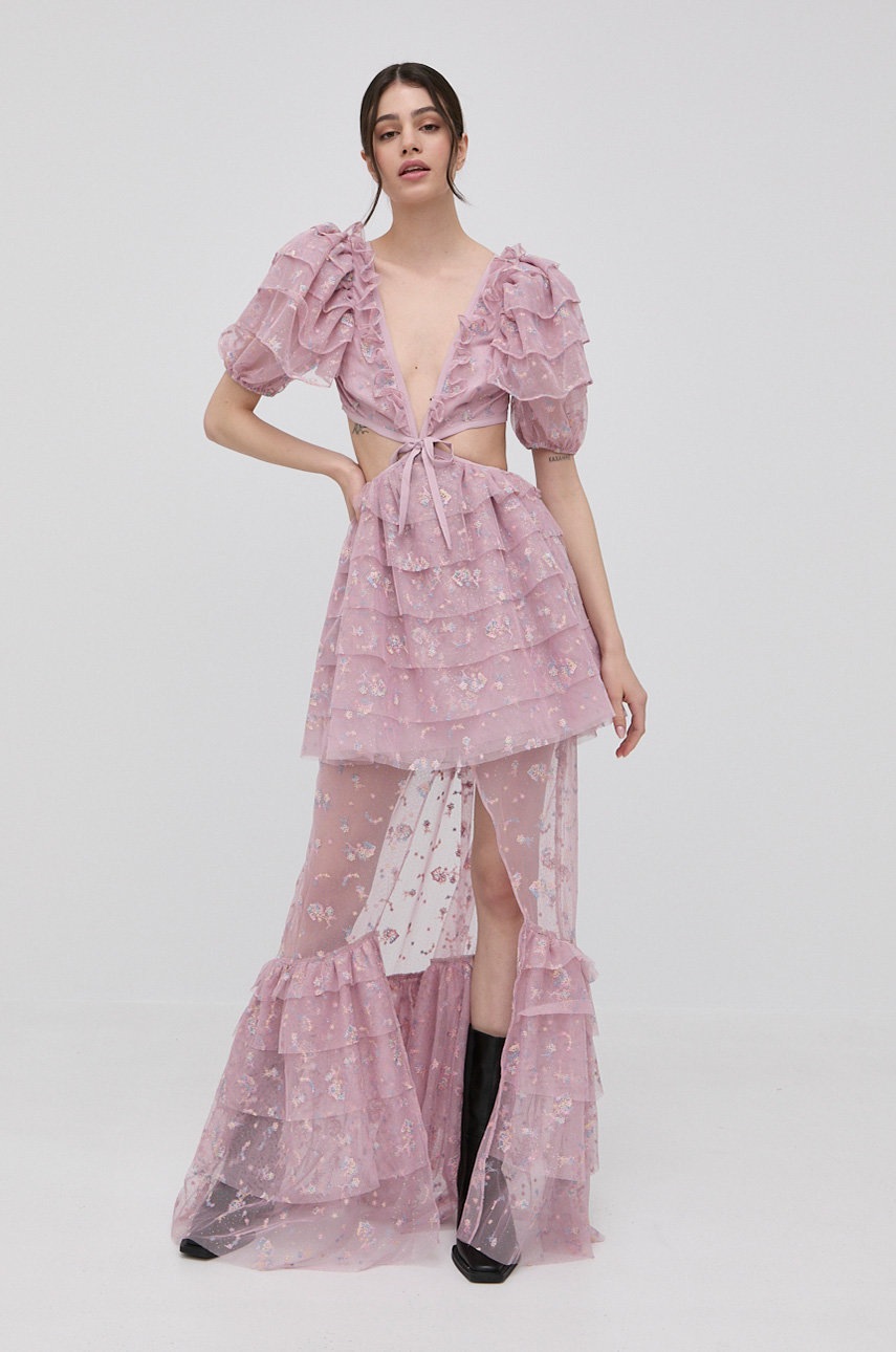 

Платье For Love & Lemons цвет фиолетовый maxi расклешённая