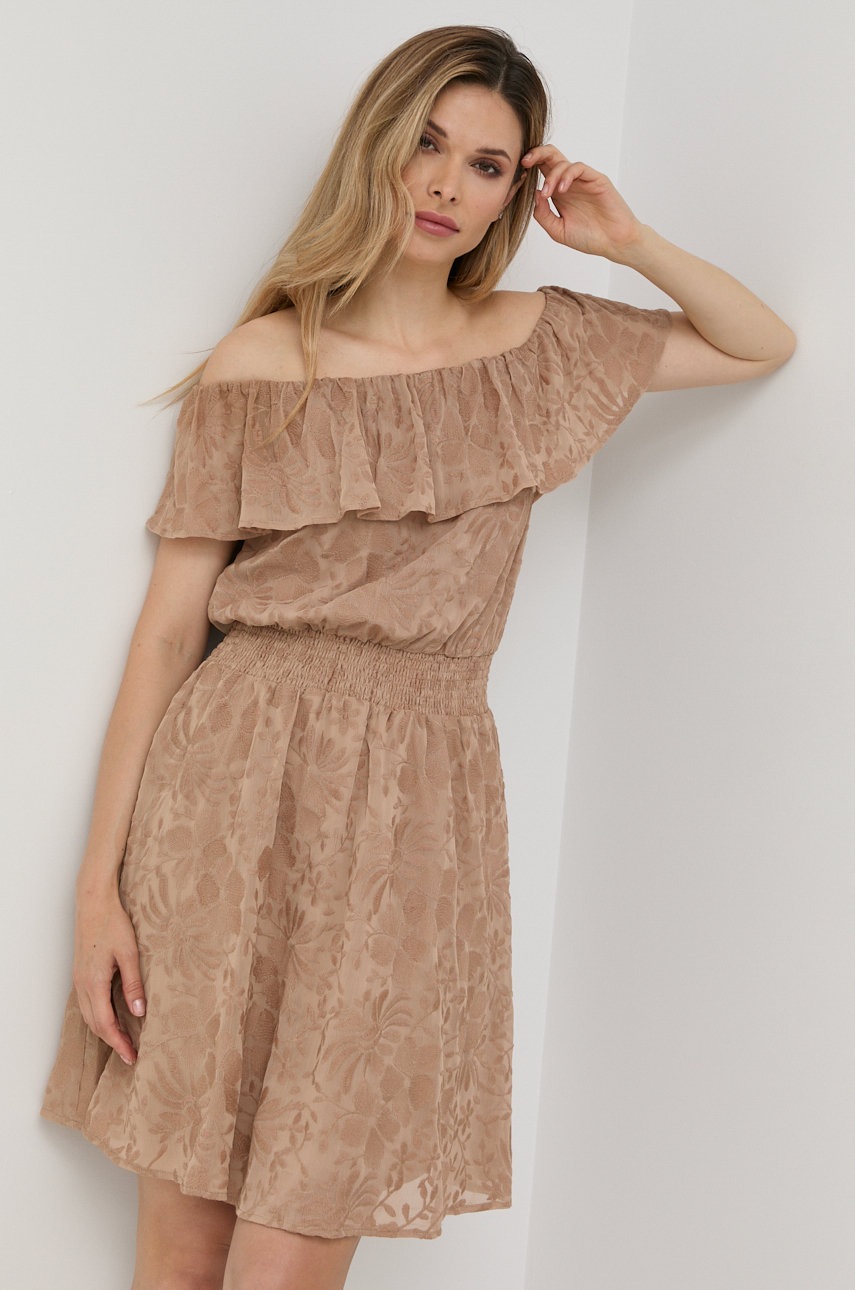 

Рокля Liu Jo в бежово къс модел разкроен модел, Бежов