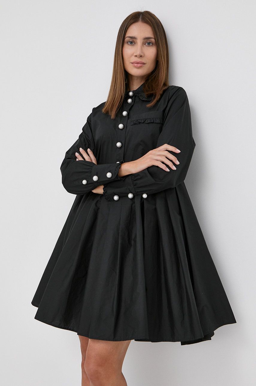 Custommade sukienka bawełniana kolor czarny mini rozkloszowana