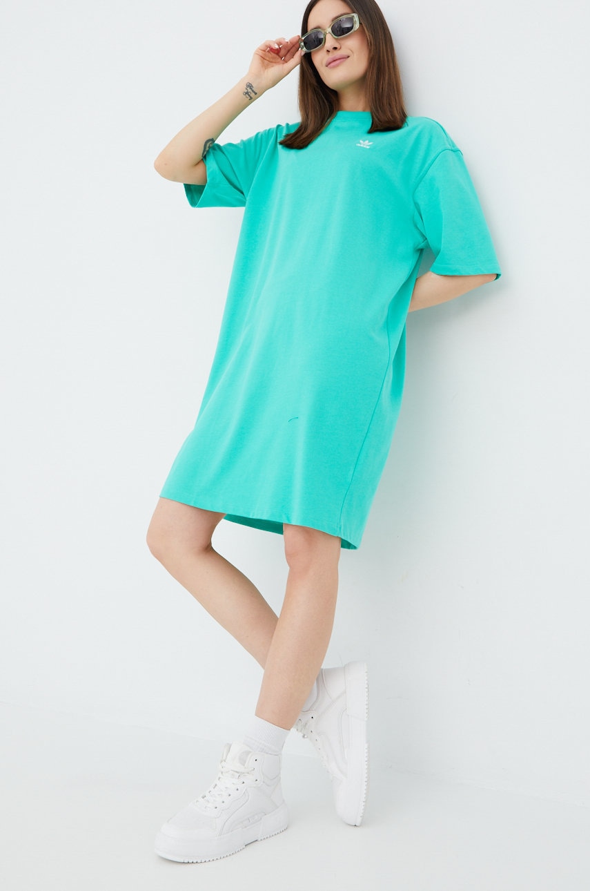 

Бавовняна сукня adidas Originals Adicolor HC2033 колір зелений mini oversize